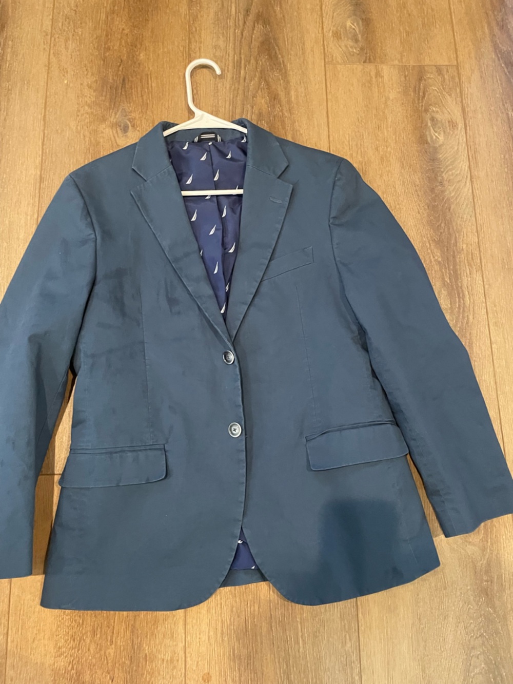 Nautica Navy Blazer with White Sailboat Lining
